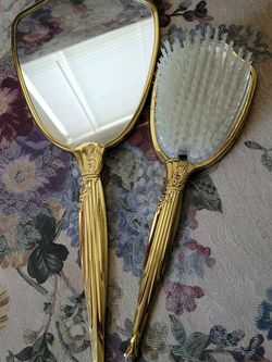 Antique Brush & Mirror Set