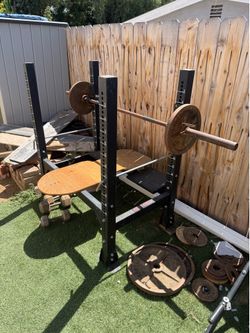 Bench Press + Bar + Pull Up Stand