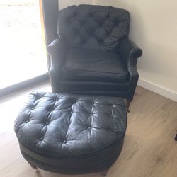 Leather Chair With Ottoman 