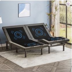 Like New: Adjustable massage bed frame and 14” gel memory foam mattress for sale!