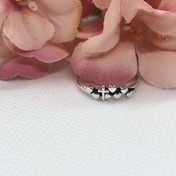 Heart & Cross Ring Size 8