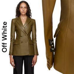 OFF-WHITE C/O VIRGIL ABLOH Lambskin Blazer Jacket Military Green