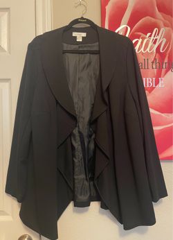CJ Banks Plus Size Womens Black Draped Open-Front Blazer size 1X pre-owned
