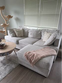 Beige Couch 3-Seater & Ottoman