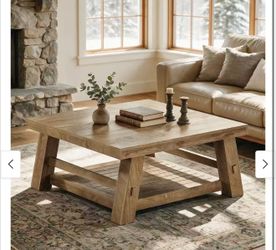 QQ0122 39.4-Inch Square Coffee Table, 2-Tier Farmhouse Center Table
