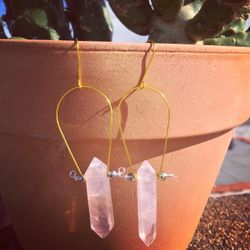 Rose Quartz horseshoe design earrings