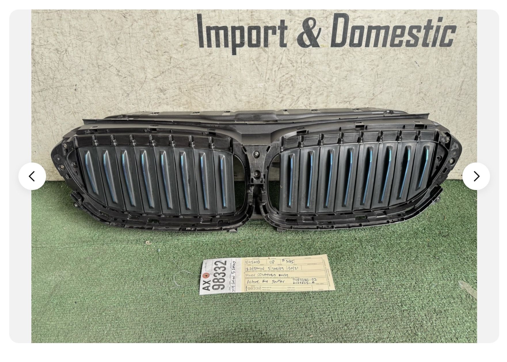 2018 - 2019 - 2020 - 2024 BMW 5 SERIES G30 G31 GRILLE ACTIVE AIR SHUTTER OEM AX98332