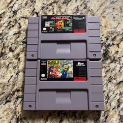 Super Nintendo Games Mario Is Missing and Ms Pac-Man 