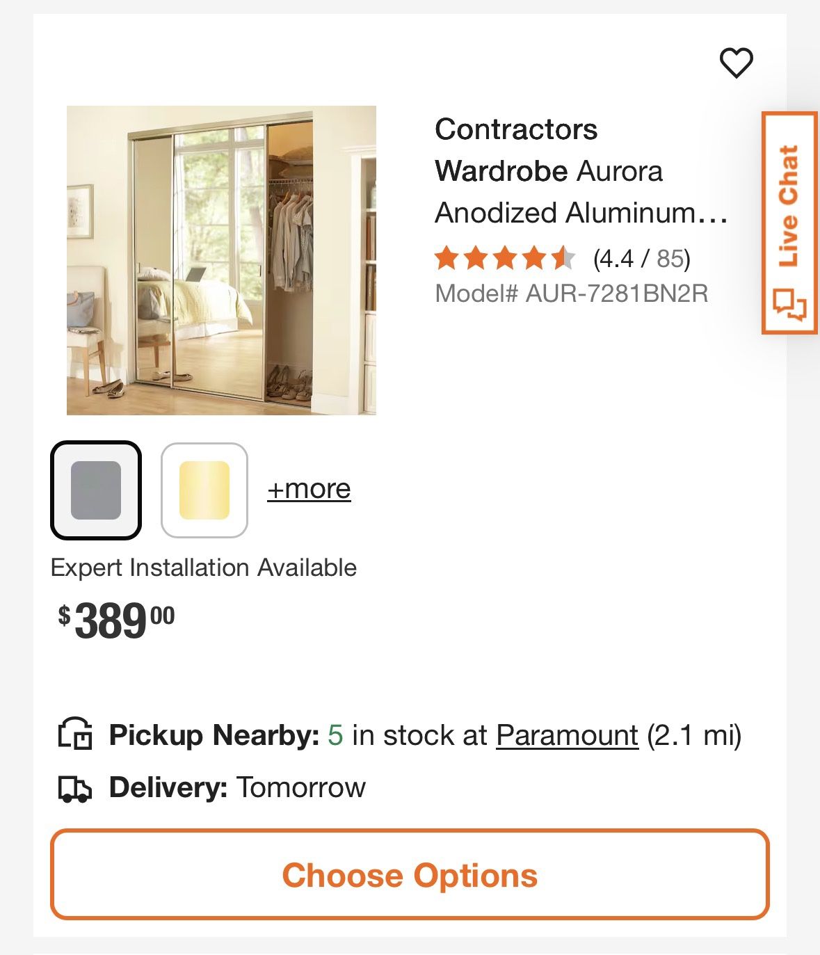 Contractors Wardrobe Sliding Closet Mirrors 
