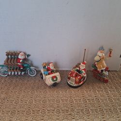 SET OF 4 1990S/2000 HALLMARK SANTA ORNAMENTS