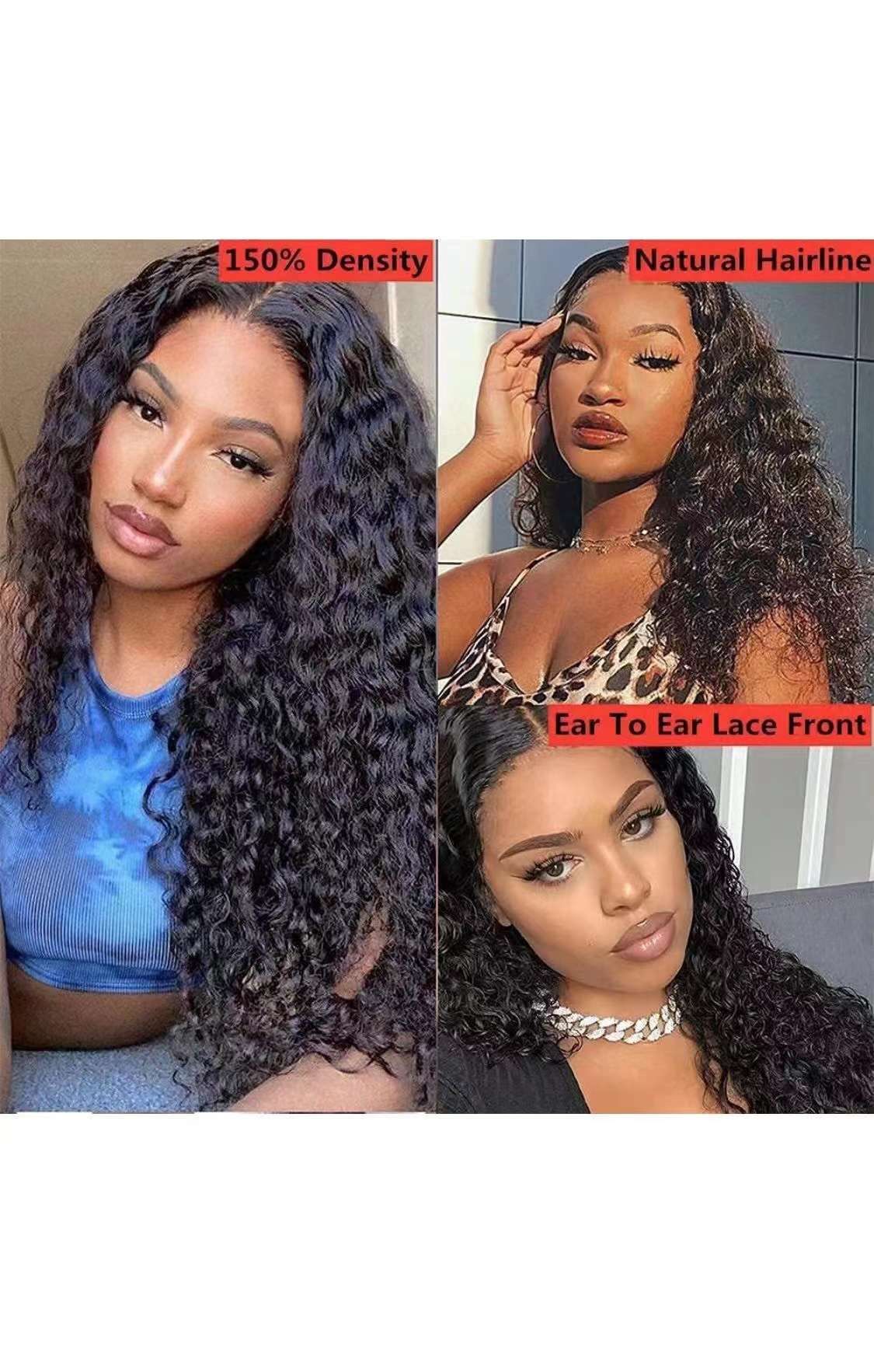 Deep Wave Lace Front Wigs Human Hair Brazilian Curly Virgin Hair