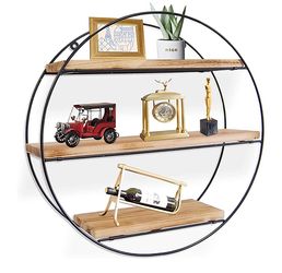 Wall Shelf Round with 3 Levels,Fashion Hanging Floating Shelves,Home Decor Shelves,Easy to Install,for Bathroom, Bedroom, Living Room,Kitchen, Office