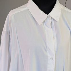 a.n.a White Boyfriend Button Down Shirt Women’s 1X Oversized Collared Blouse New