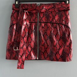 For Love and Lemons Claude Faux Snakeskin Mini Skirt