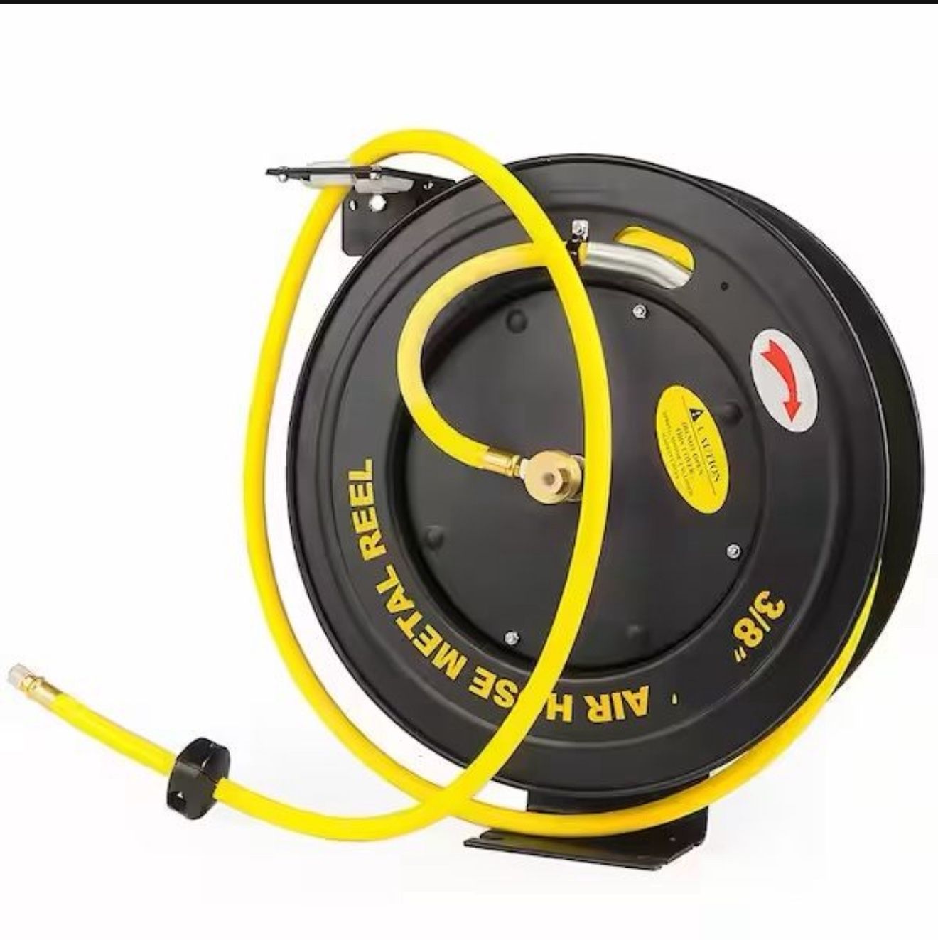 100 ft. x 3/8 in. Retractable All-Weather Rubber Air Hose Reel with Auto Rewind, 1/4 in. NPT