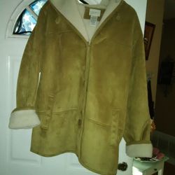 Tan sued coat 3x