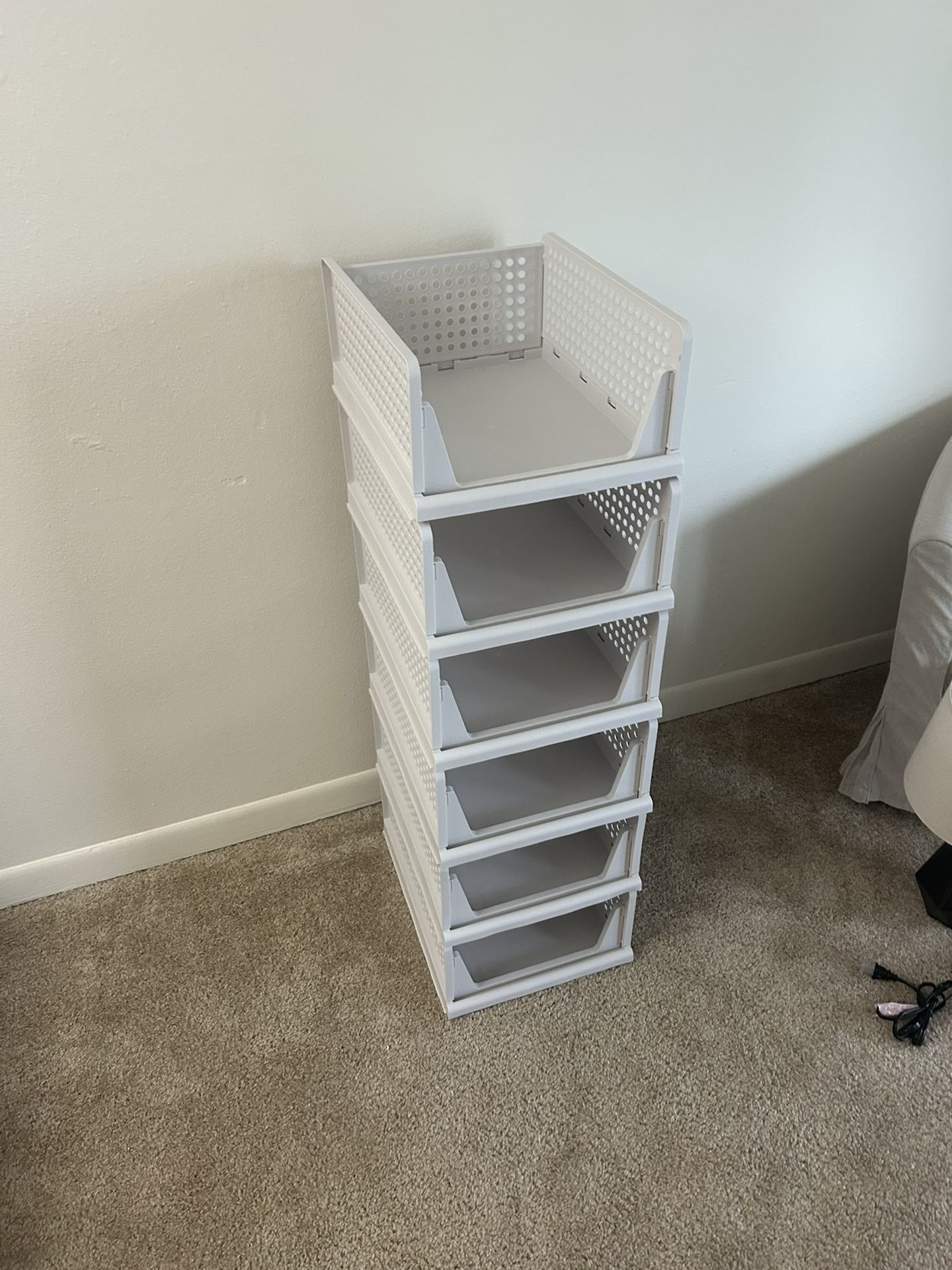 6 Pack Stackable Closet Organizer Storage Basket