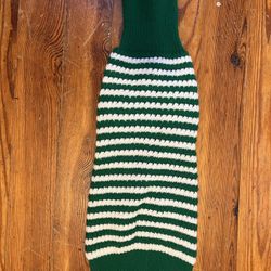 Green & White Striped Dog Sweater