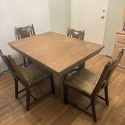 Vintage 1970s Dinner Table and matching chairs