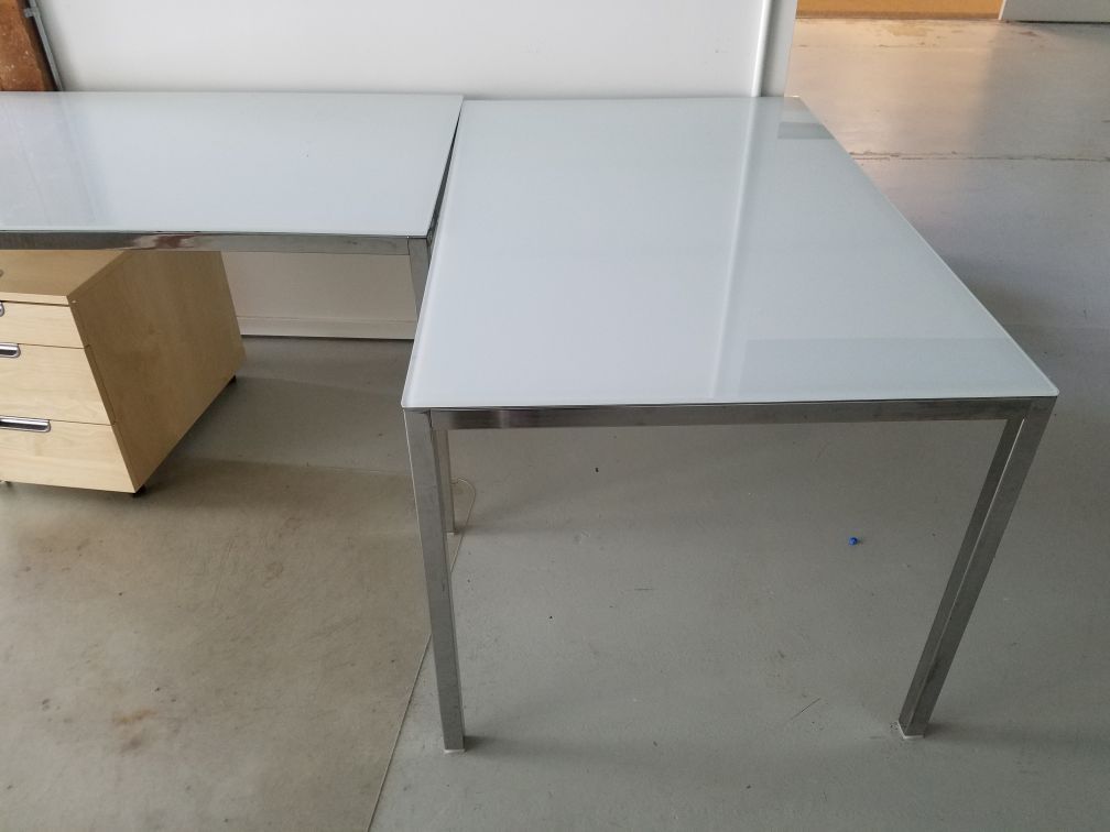 IKEA Torsby Table, glass, white, chrome plated