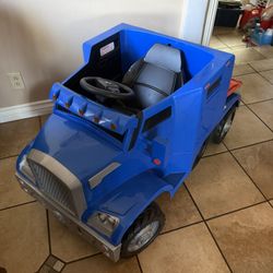Blue Kids Semi- Truck Ride On Toy 