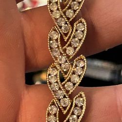 Rare Vintage Nolan Miller Gold Tone Necklace Clear Crystal Pave Chain Design
