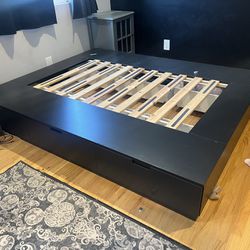 FREE IKEA Black Queen Platform Bed With 6 Underbed Storage Drawers