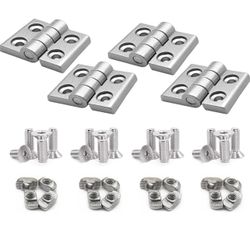 1" x 1" 1010 Series Aluminum Extrusion Profiles Frame Hinge Install Kit Connector Set, 4pcs Zinc Alloy Hinge with T-Nuts Hex Screw Bolt for 1 Inch x 1