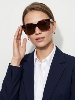 CELINE Tortoiseshell Square Cat Eye Sunglasses - Oversized Acetate Frame - Brown Lenses with Case