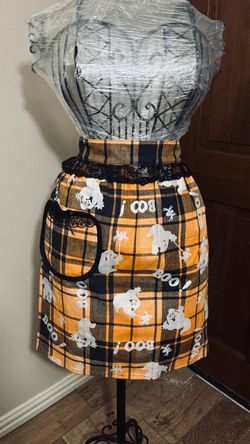 Plaid Apron - Halloween Ghost