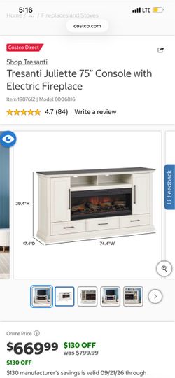 Costco tv fireplace mantel table