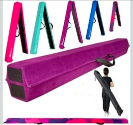 MARFULA  9 FT Folding Gymnastics Beam Foam Balance Floor Beam - Extra Firm - Suede Cover - Anti Slip Bottom with Carry Bag for Kids/Adult