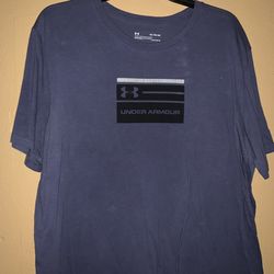 Under armor blue white and black shirt