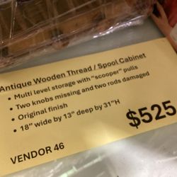 Antique Wooden Thread Spool Cabinet