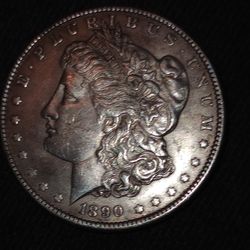 1890 Very Fine Morgan Silver Dollar Color Tinted Coin 