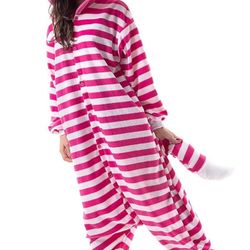 Beauty Shine Unisex Adult Cheshire Cat Onesies Animal Halloween Costume Plush Pajamas. Size: L