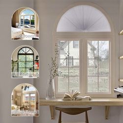 SEEYE Arch Window Shades, Light Filtering Pleated Fabric Blind (Radius: 36'') 