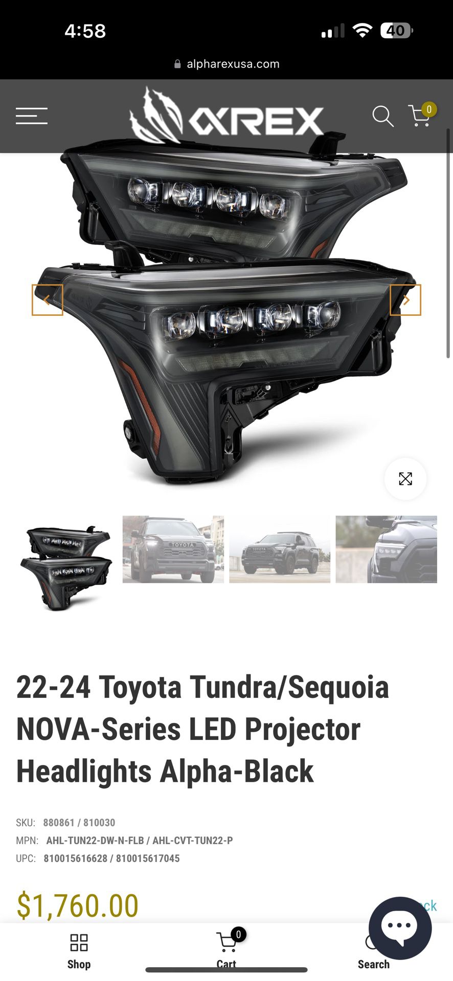 22-24 Toyota Tundra/Sequoia NOVA-Series LED Projector Headlights Alpha-Black 