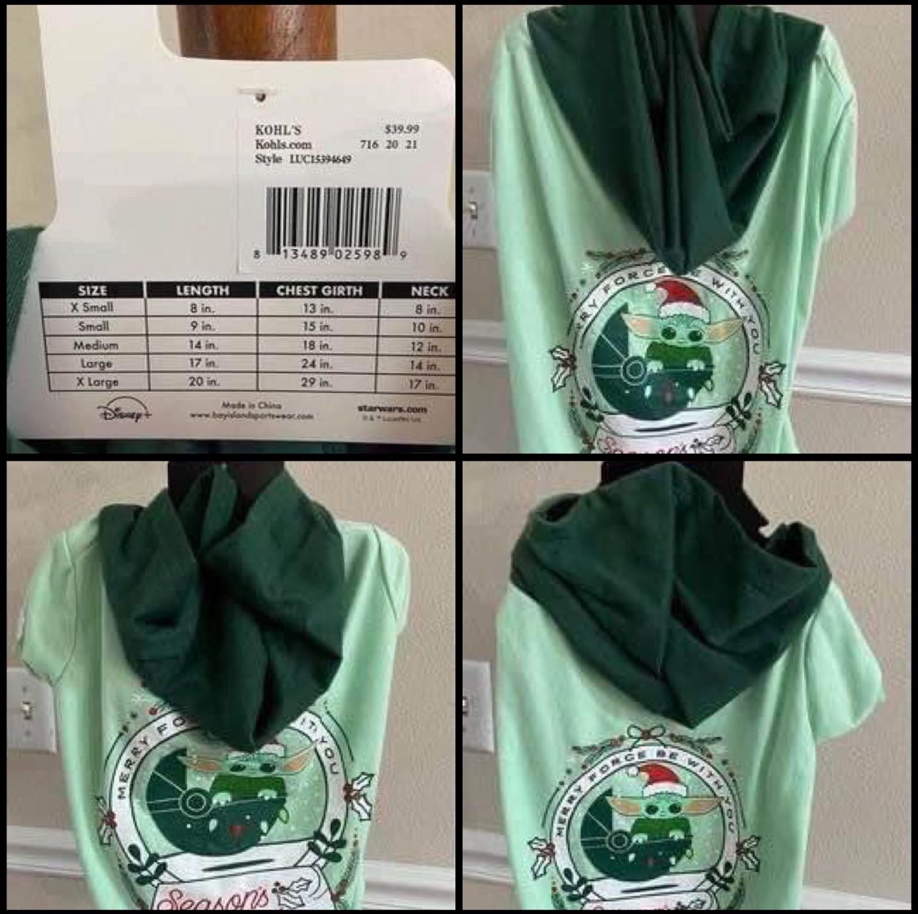 NEW TAG Star Wars Grogu Christmas Dog Costume Merry Force Be With You Size M,L or XL just $5 each xox