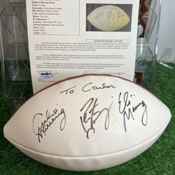 The Manning family Autographed NFL Football Arch/Peyton/Eli With LOA(JSA)