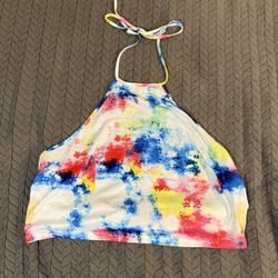Multi-coloured tie-dye halter top in Size 3XL