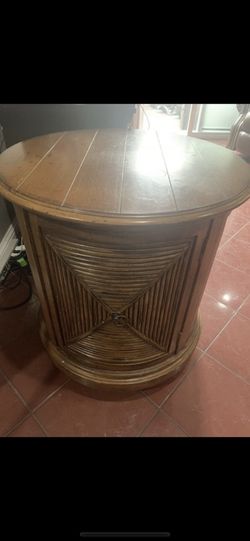 Solid Oak Side Table with Storage Compartment 28” H 26” W