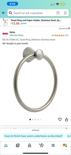 DELTA 73846-SS, Towel Ring, Brilliance Stainless Steel