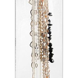 Stock Your Home Long Necklace Holder with 12 Hooks - Acrylic Jewelry Organizer Necklaces Stand and Display Case, Clear