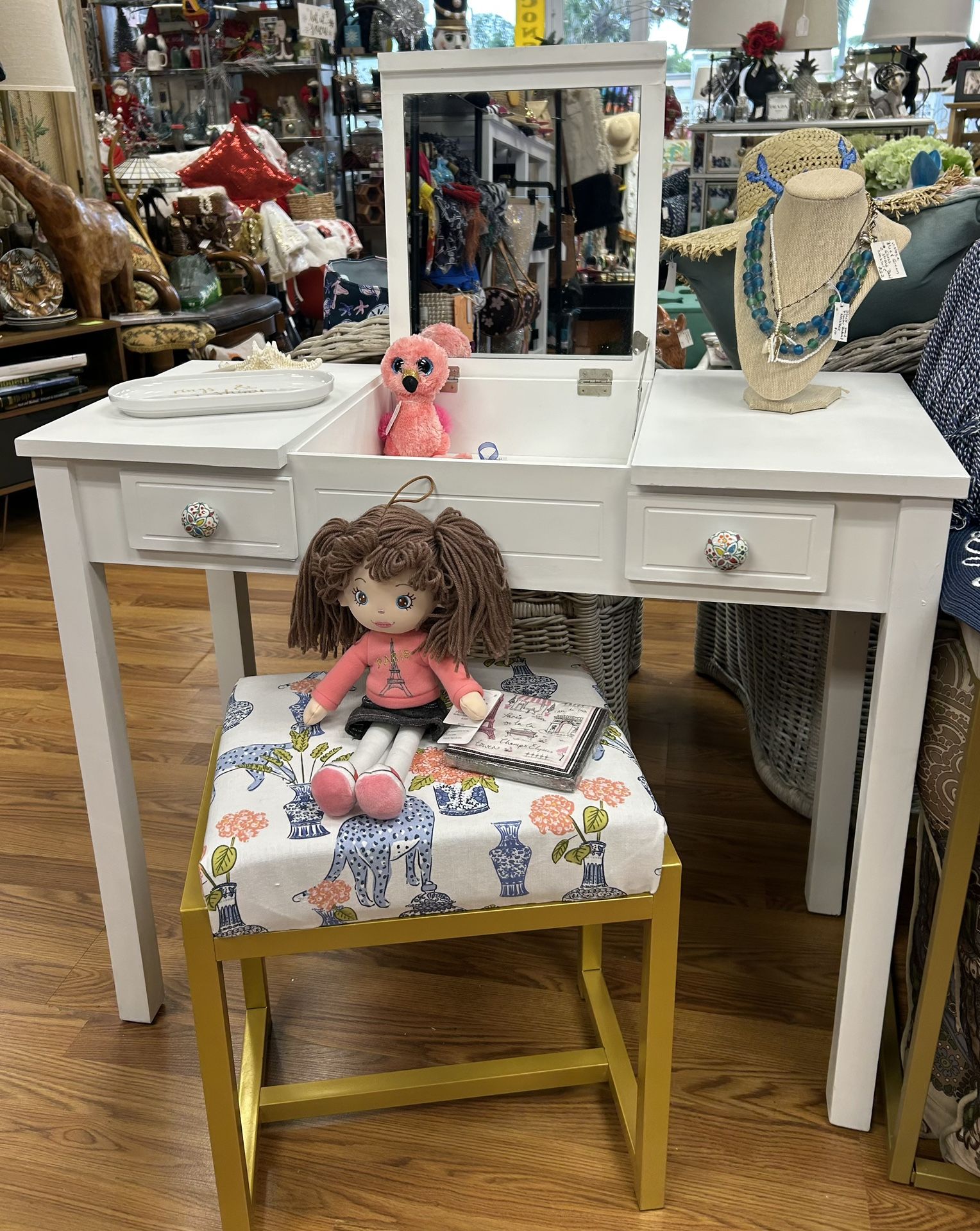 White vanity make up table