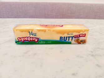 Squeeezy 14 oz. Salted Butter Squishy Sensory Fidget Toy from Sunny Days Entertainment Yellow Blue Super Soft Squeezy