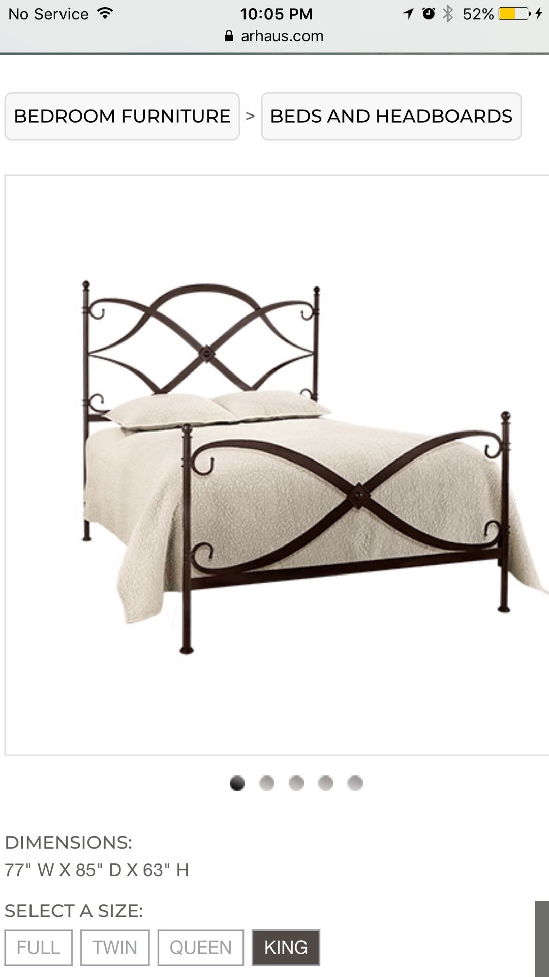ARHAUS ST LUCIA KING IRON BED FRAME + BOXSPRINGRUST for Sale in