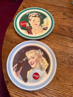 2 Vintage Coca Cola Pin Up Girl Dinner Plates 10”
