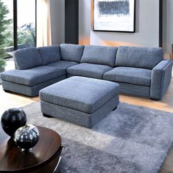 FREE DELIVERY-Costco Maycen Fabric Sectional Couch w/ Ottoman