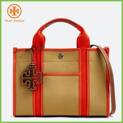 Tory Burch Tan / Brown Orange Tory Tote Handbag